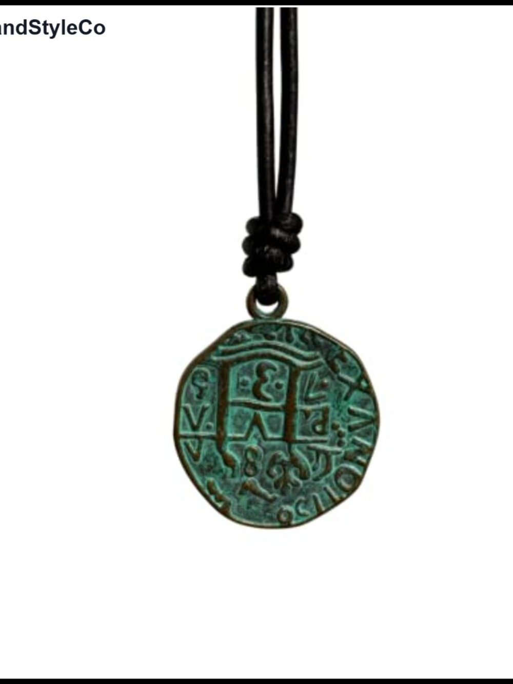 Vintage Roman Coin Cross Pendant Necklace with Adjustable Leather Cord